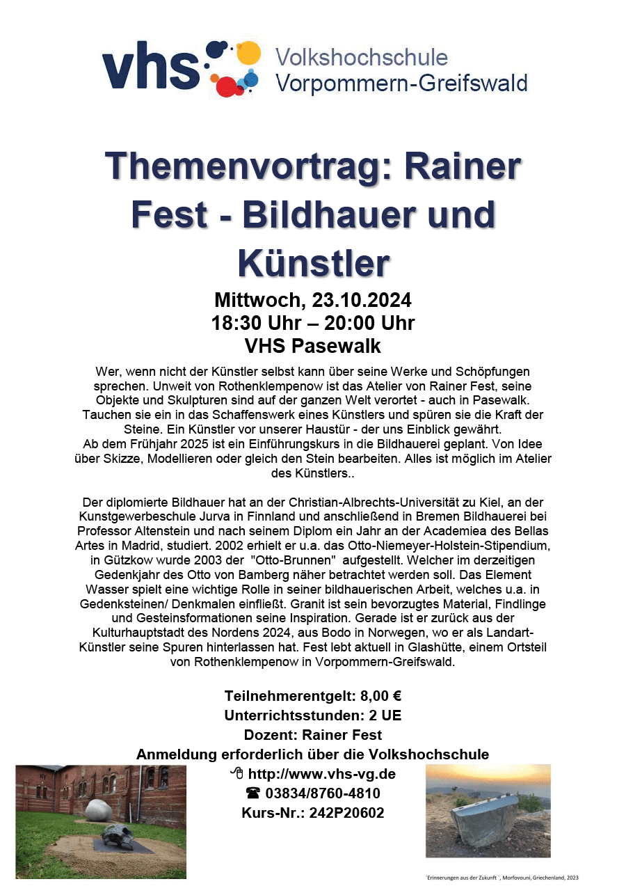 Bild für Themenvortrag: Rainer Fest – Bildhauer und Künstler