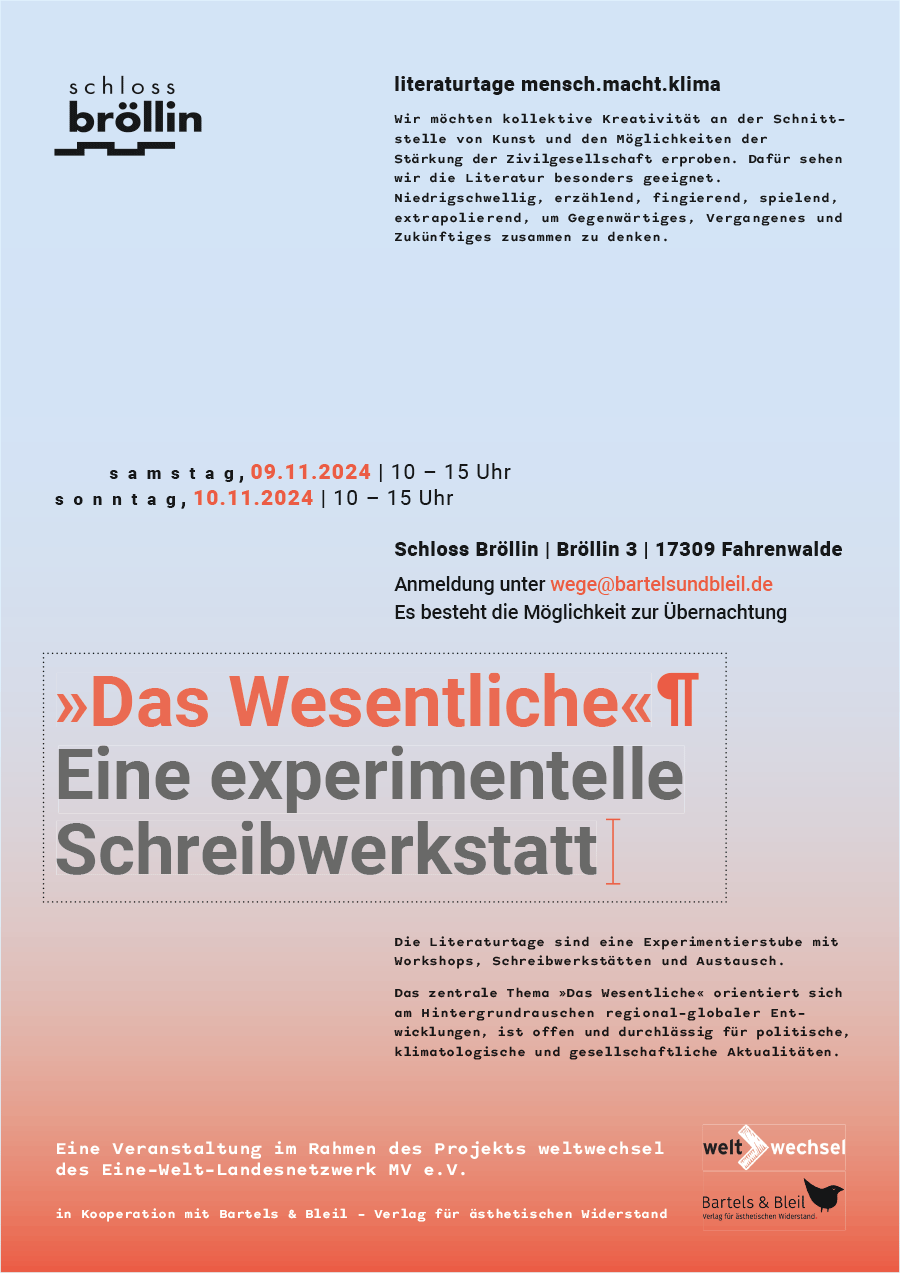 Bild für Experimenteller Schreibworkshop – Das Wesentliche – Literaturtage: Mensch.Macht.Klima